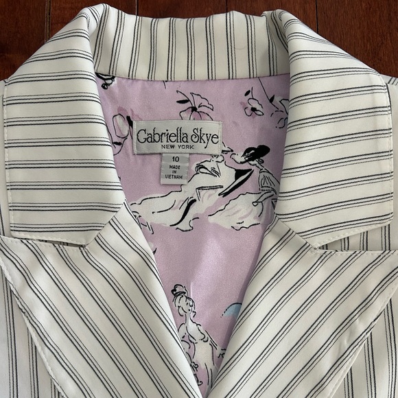 Vintage 90’s Gabriella Skye White & Black Striped Women's Pantsuit Size 10 - Picture 3 of 16